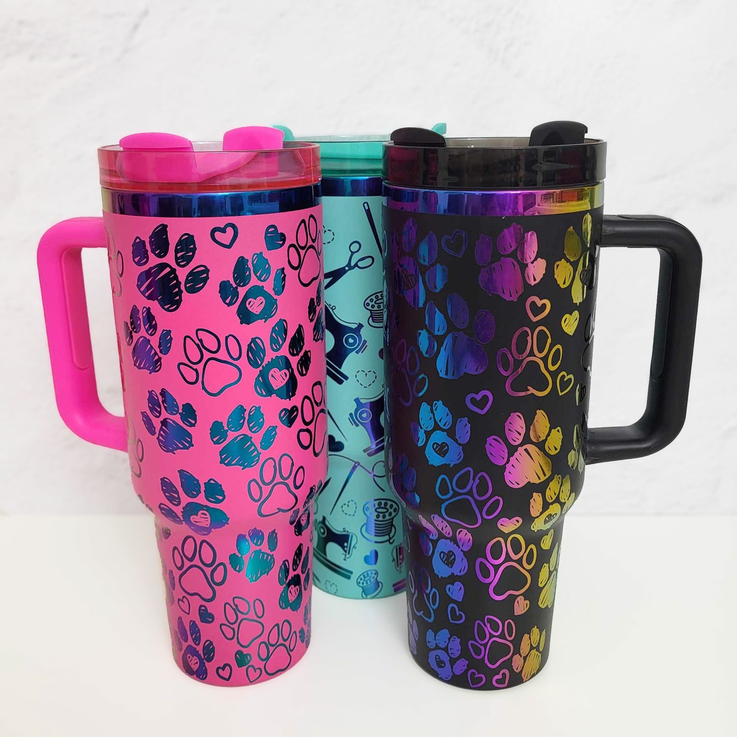 Rainbow Paw Print 40oz Tumbler