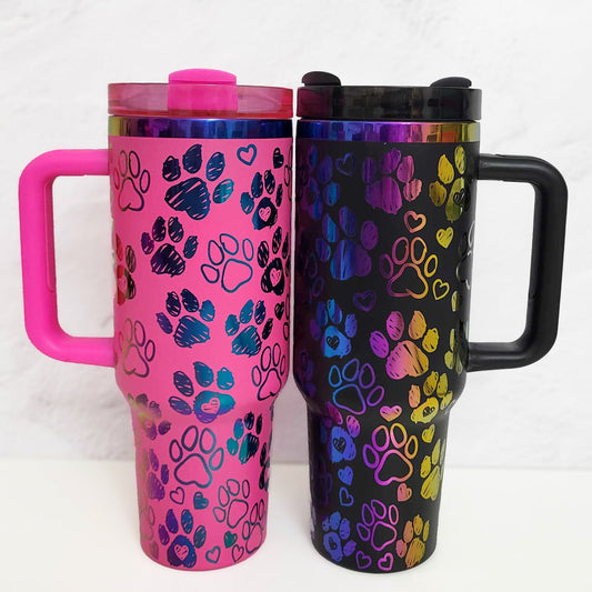 Rainbow Paw Print 40oz Tumbler