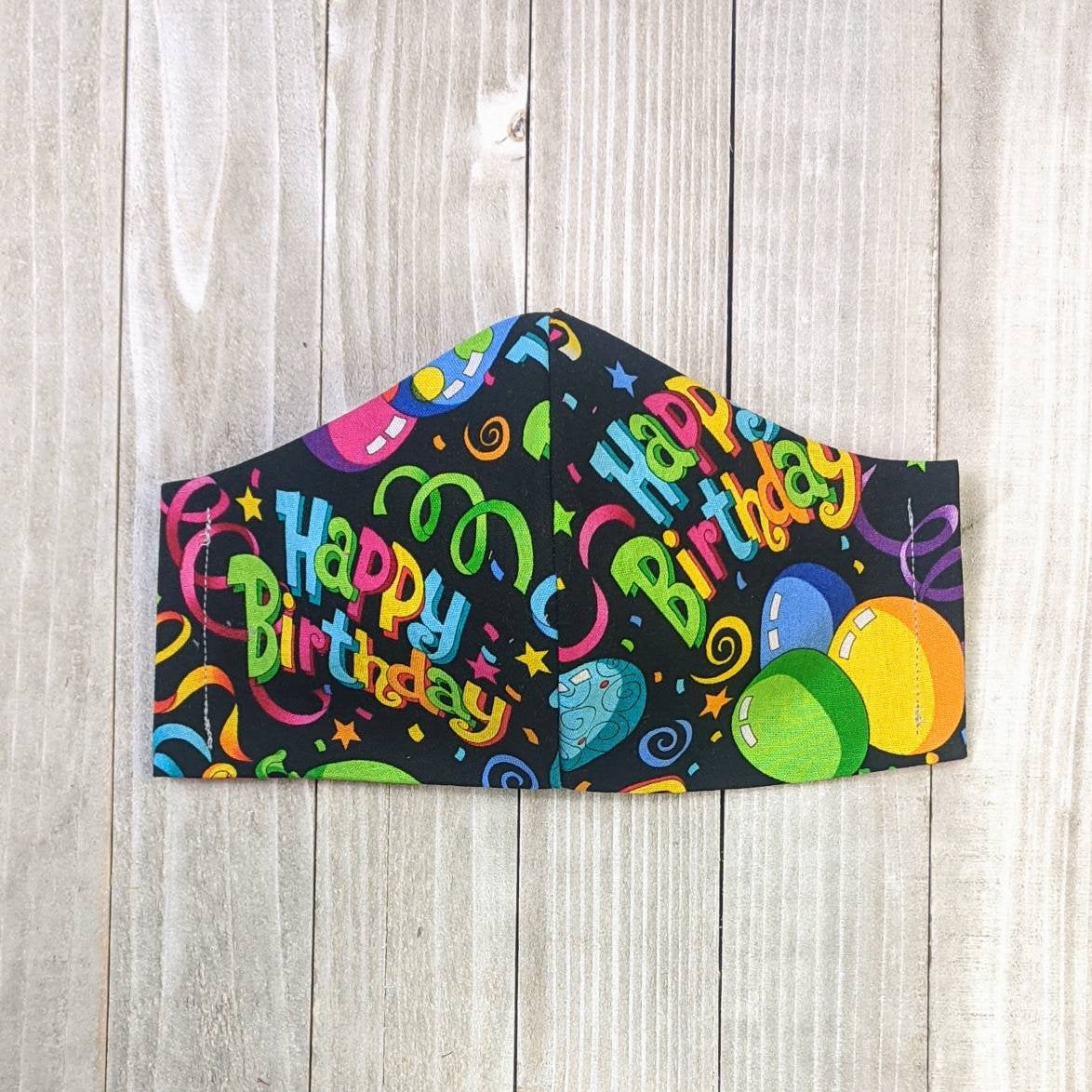 Happy Birthday Fitted Face Mask