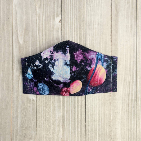 Space, Galaxy, Planets, Fitted Face Mask