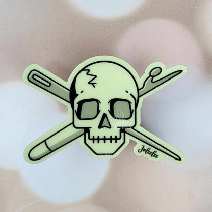 Sewing Skull- Glow in the Dark- Sticker