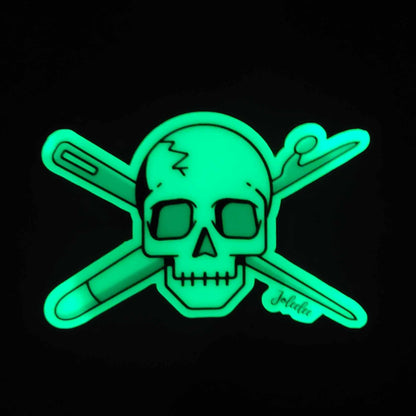 Sewing Skull- Glow in the Dark- Sticker