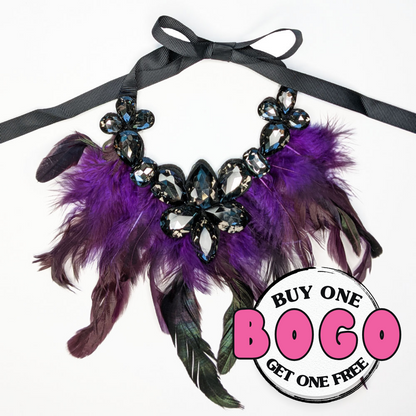 Purple Feather Pet Necklace
