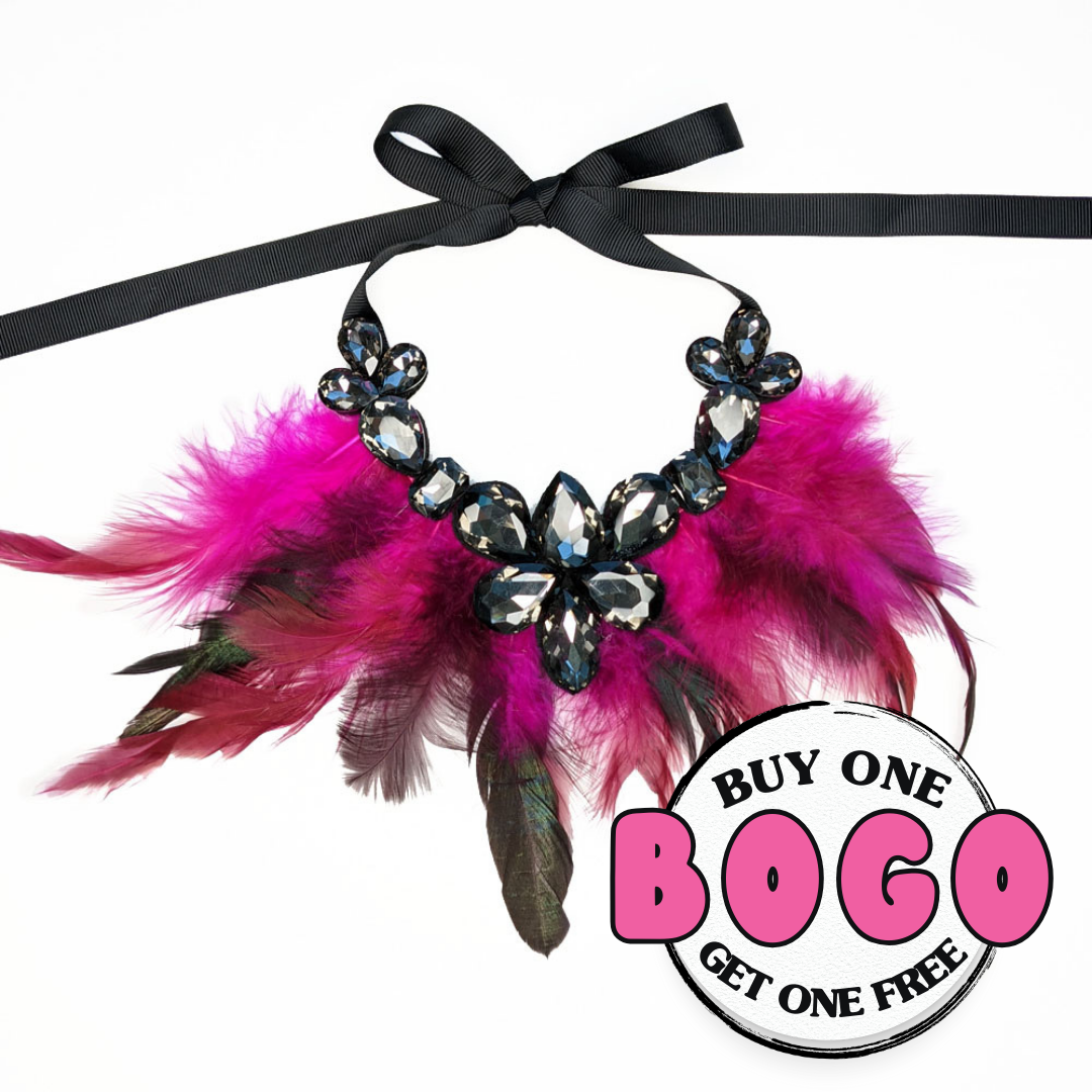 Pink Feather Pet Necklace