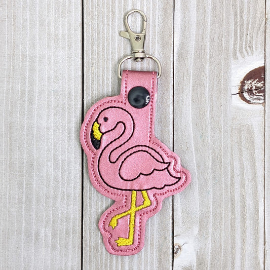 Embroidered Flamingo Key Fob