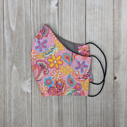 Pink Floral and Paisley Fitted Face Mask