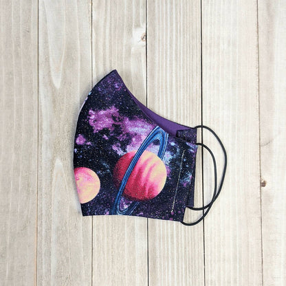 Space, Galaxy, Planets, Fitted Face Mask