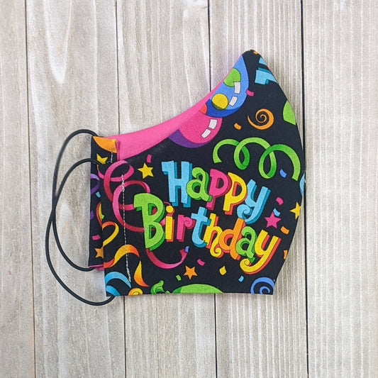 Happy Birthday Fitted Face Mask