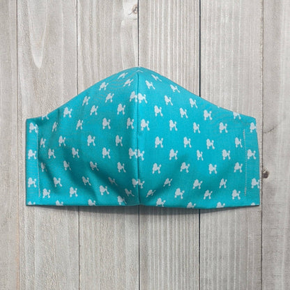 Teal with White Poodles Fitted Face Mask