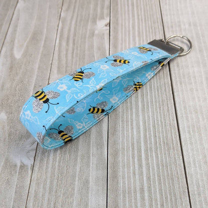 Blue Bumble Bee Key Fob
