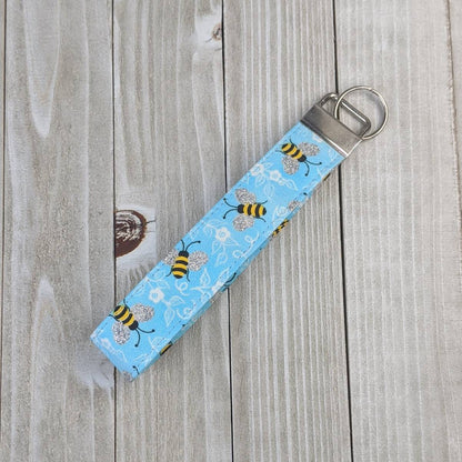 Blue Bumble Bee Key Fob