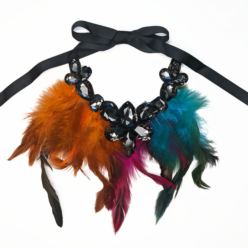 Multi Color Feather Pet Necklace