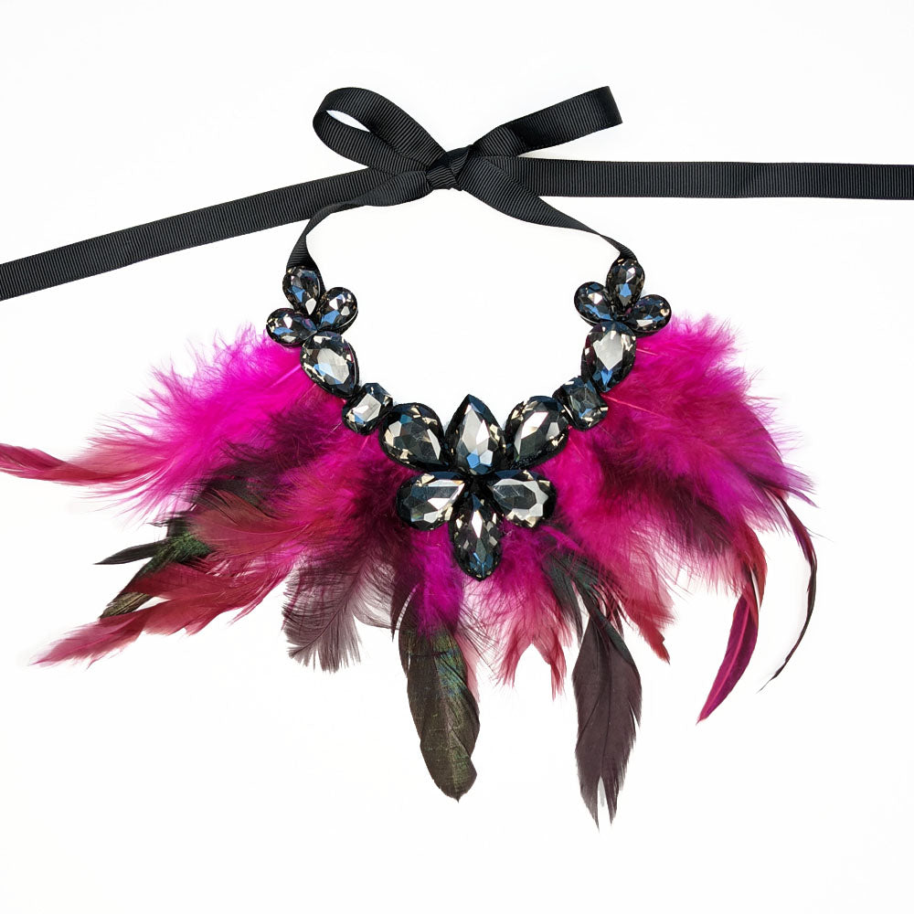 Pink Feather Pet Necklace