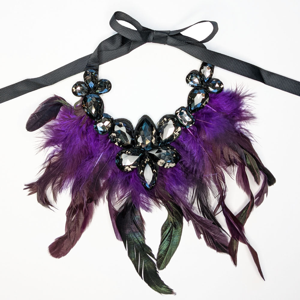 Purple Feather Pet Necklace